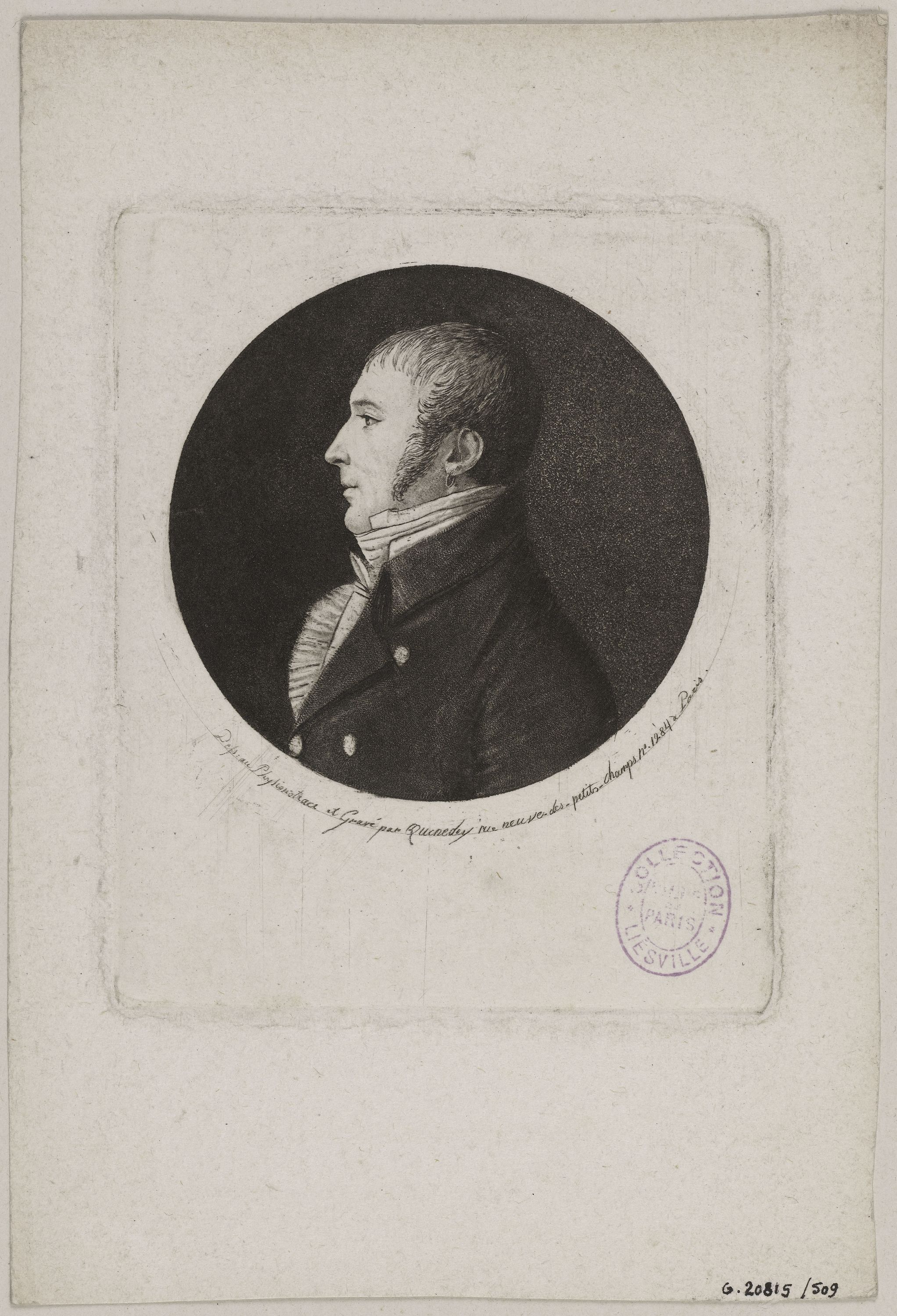 Edmé Quenedey, Portrait d'un homme, fin XVIIIème siècle/début XIXème siècle