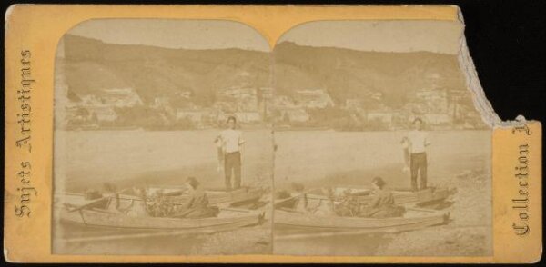 Unknown, Portrait of a man and a woman in a small fishing vessel