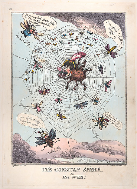 Thomas Rowlandson, The Corsican Spider in His Web!