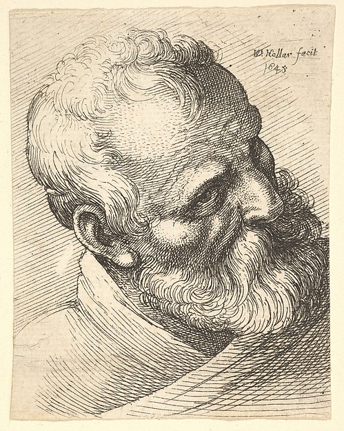 Wenceslaus Hollar, Bearded old man with a tilted head