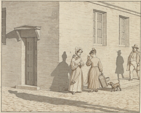 C.W. Eckersberg, Linearperspectiven, anvendt paa Malerkunsten - Tavle VII,1 - Et møde på et gadehjørne