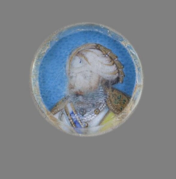 Unknown, One of twelve tiny paintings depicting Mughal emperors, Afghan and Sikh nobles, and Mughal ladies.