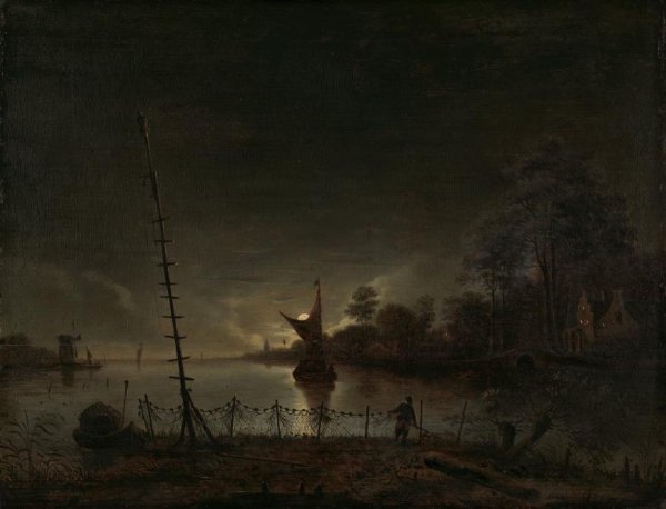 Anthonie van Borssom, Moonlit Landscape