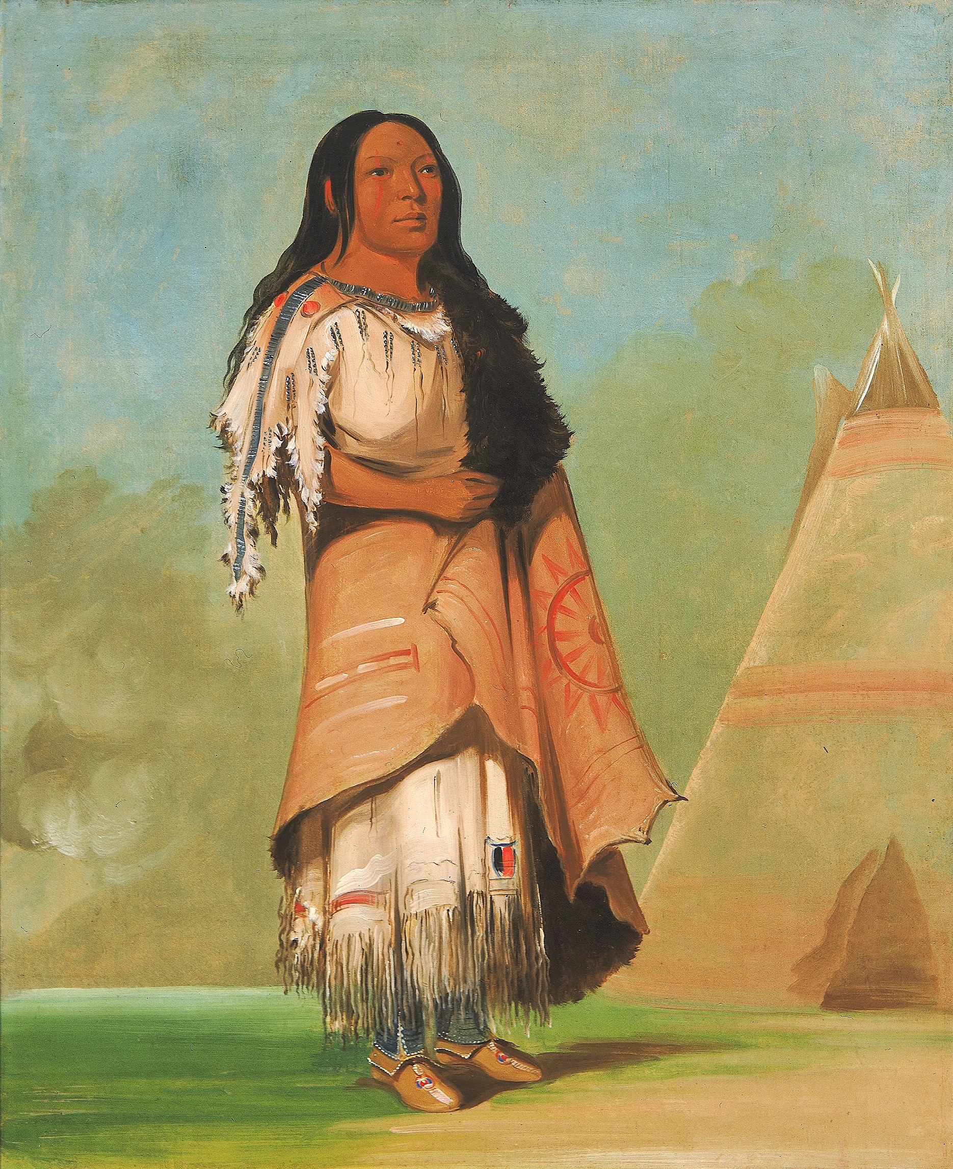 George Catlin, Ah'-kay-ee-pix-en, Woman Who Strikes Many