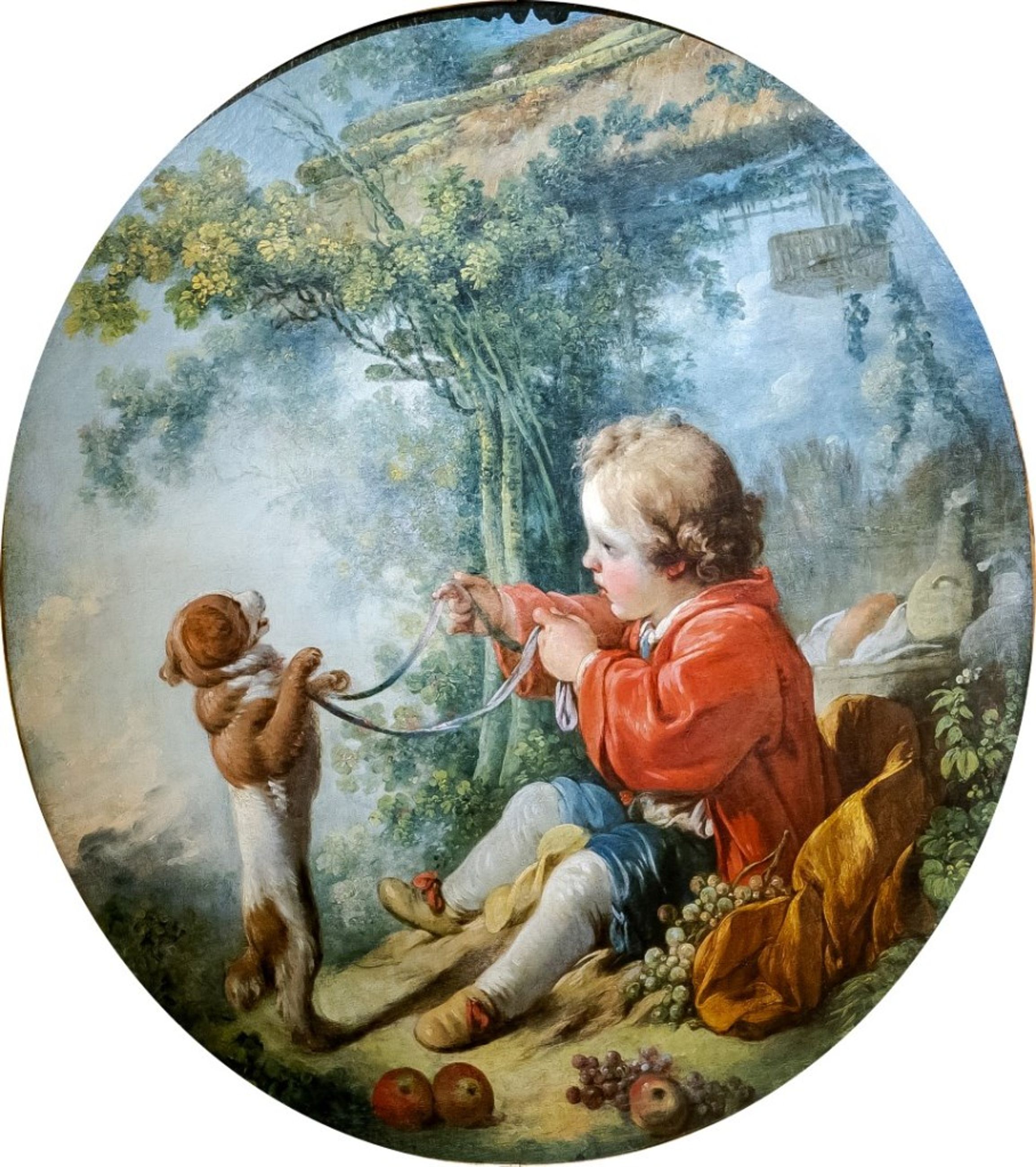 Jean-Honoré Fragonard, boy playing with a dog