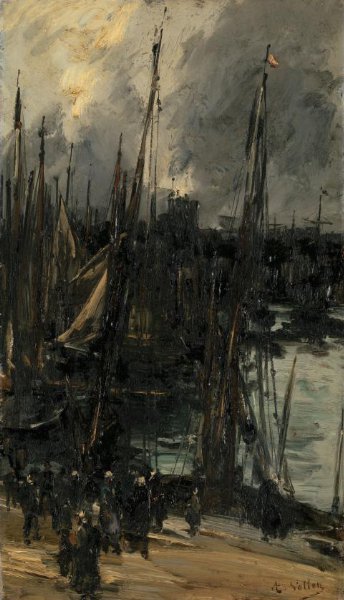 Antoine Vollon, Harbour view in Dunkerque (or Dieppe?)