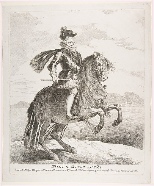 Goya (Francisco de Goya y Lucientes), Philip III, King of Spain on horseback, after Velázquez