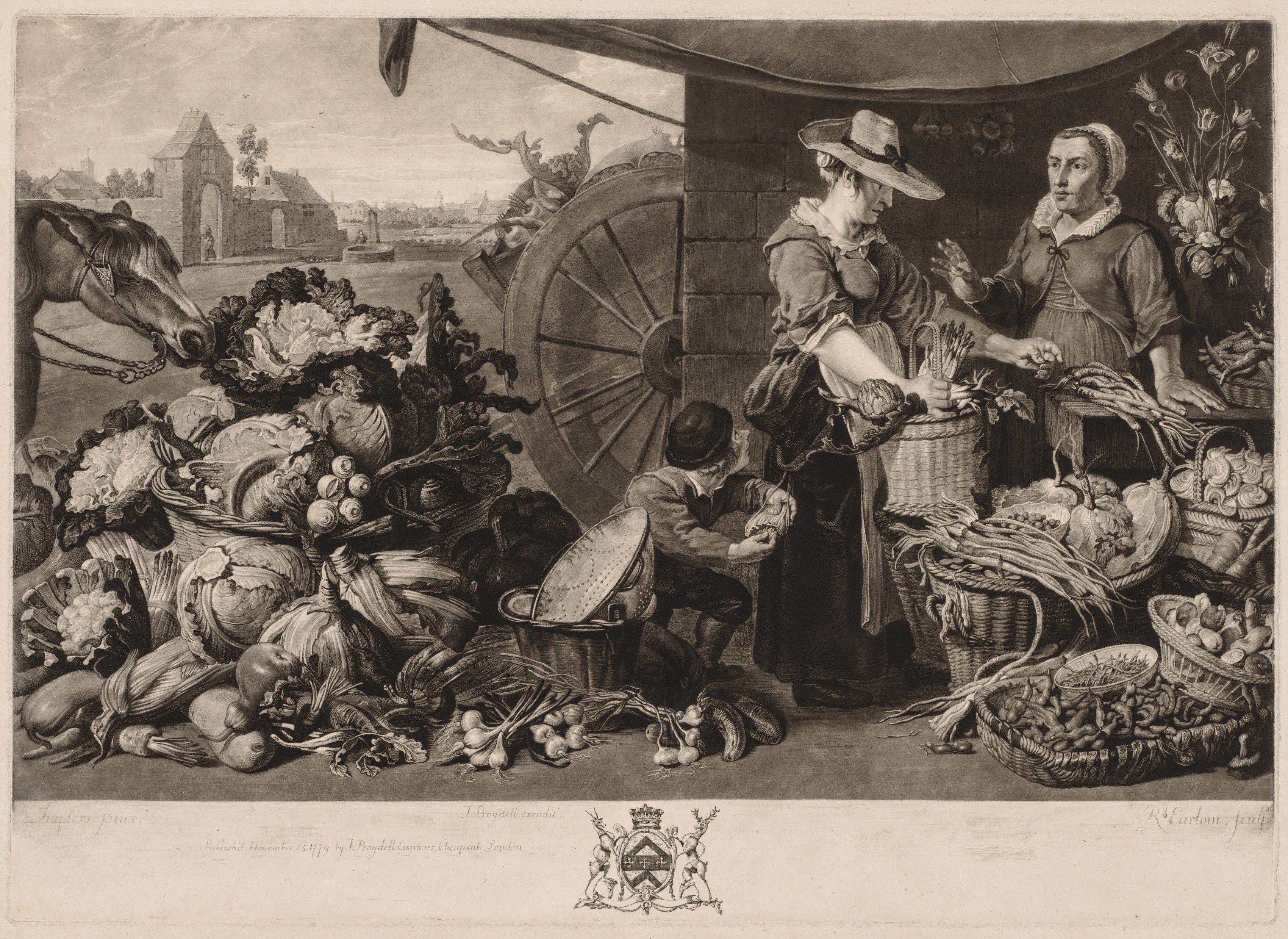 Richard Earlom, The Four Markets:  The Vegetable Market