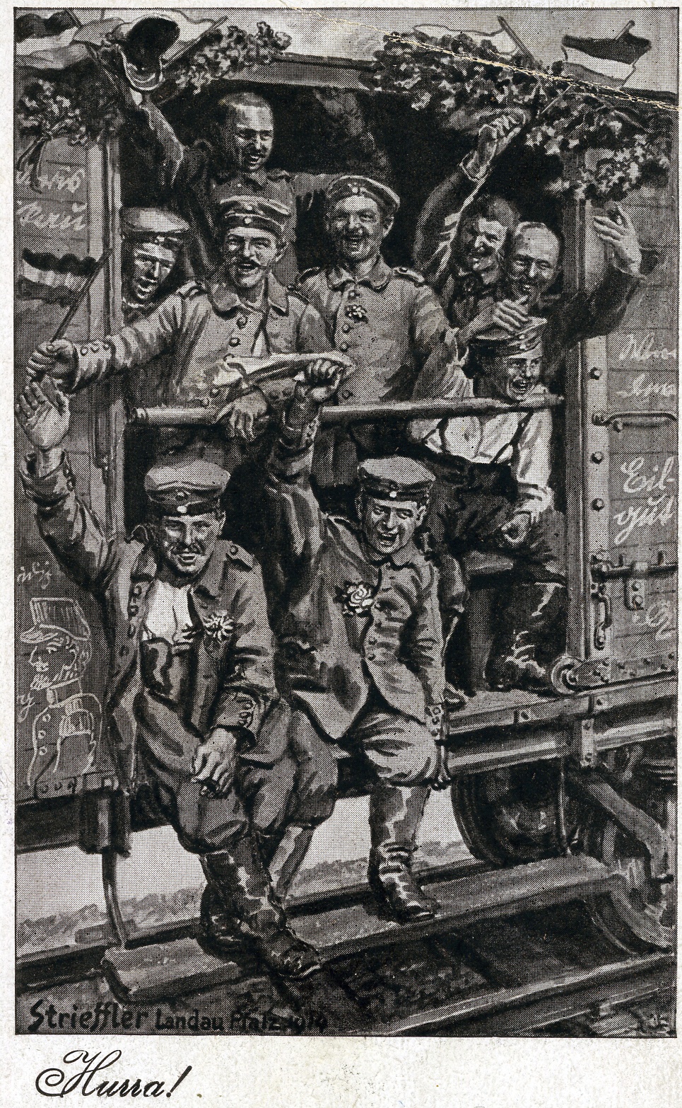 Heinrich Strieffler, Bildpostkarte "Hurra!"