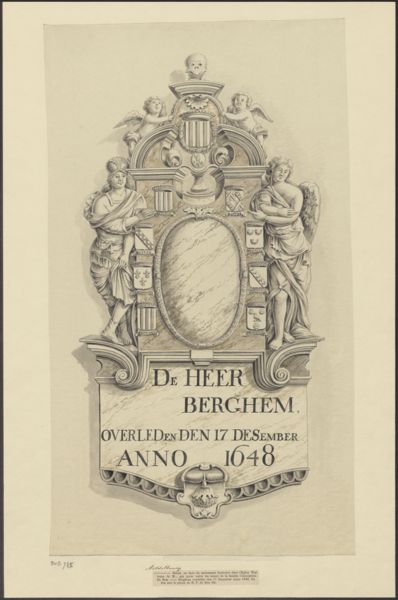 Unknown artist, Depiction of a mural monument for De heer Berghem, Middelburg