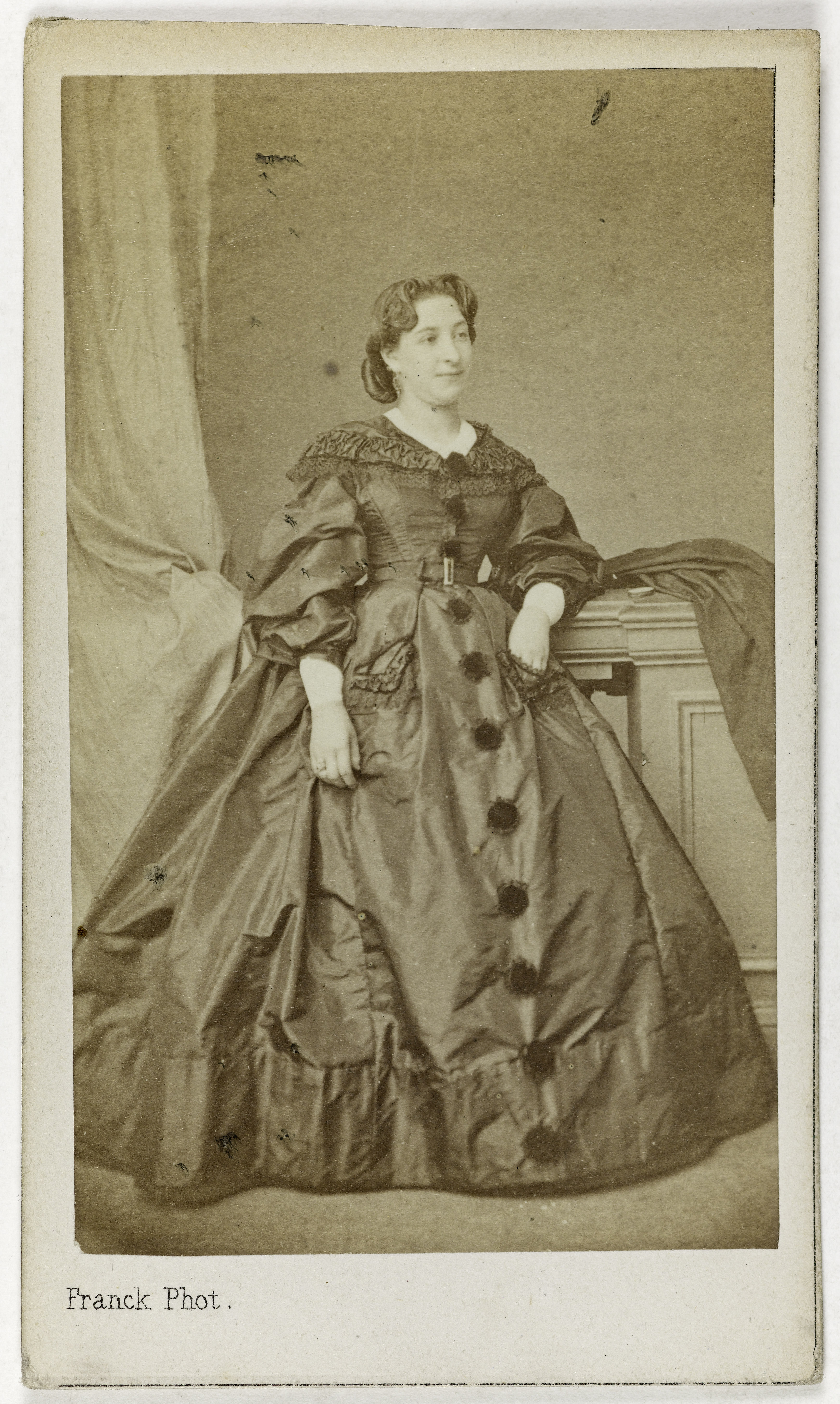Franck, Portrait de Céline Moyse (ou Moïse), actrice au Théâtre des Délassements-Comiques en 1857, au Théâtre des Variétés de 1860 à 1863 et au Théâtre de Déjazet de 1864 à 1865.