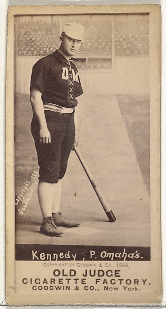 Goodwin & Company, Theodore A. "Ted" Kennedy, Pitcher, Omaha Omahogs/ Lambs, from the Old Judge series (N172) for Old Judge Cigarettes