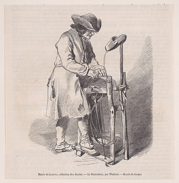Charles Jacque, Musée du Louvre; collection des dessins, Le Remouler, par Watteau, from "Le Magasin Pittoresque"