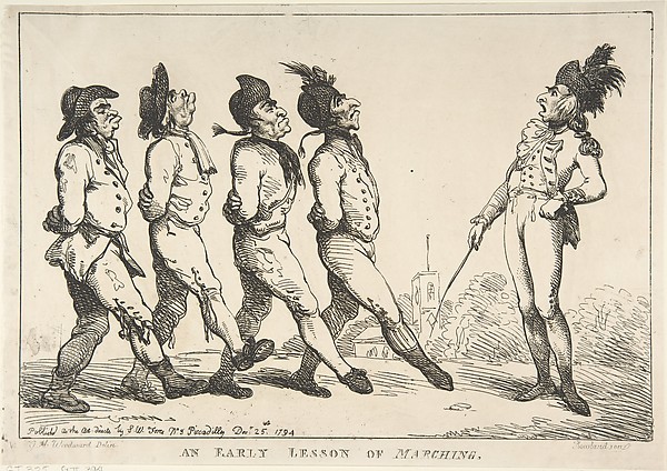 Thomas Rowlandson, An Early Lesson of Marching