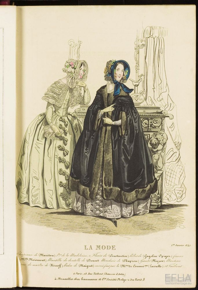 Unknown artist, Modeprent (in kleur) uit 'La mode : album des salons' 1842-01-06