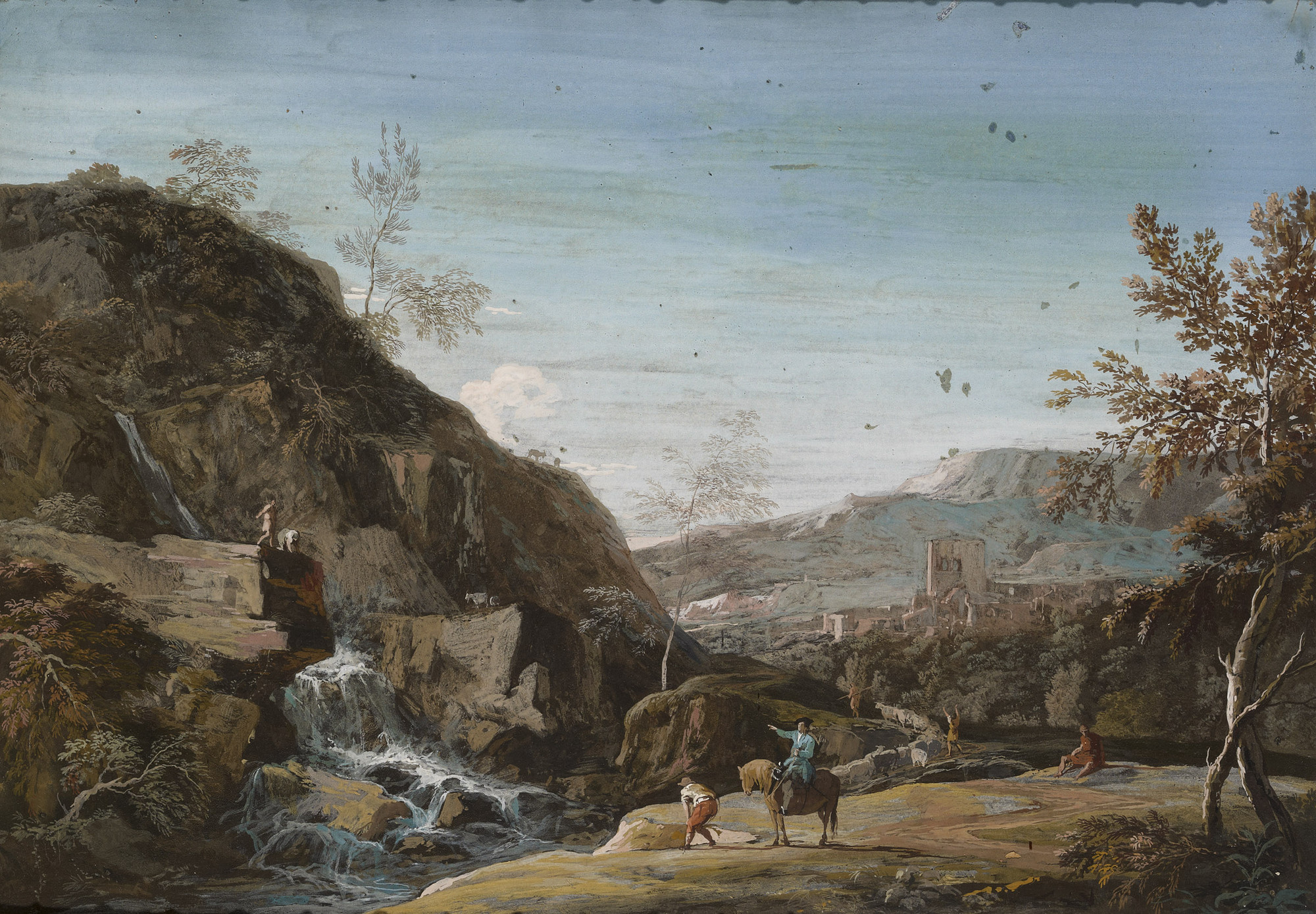 Marco Ricci, A Rocky Landscape with a Waterfall
