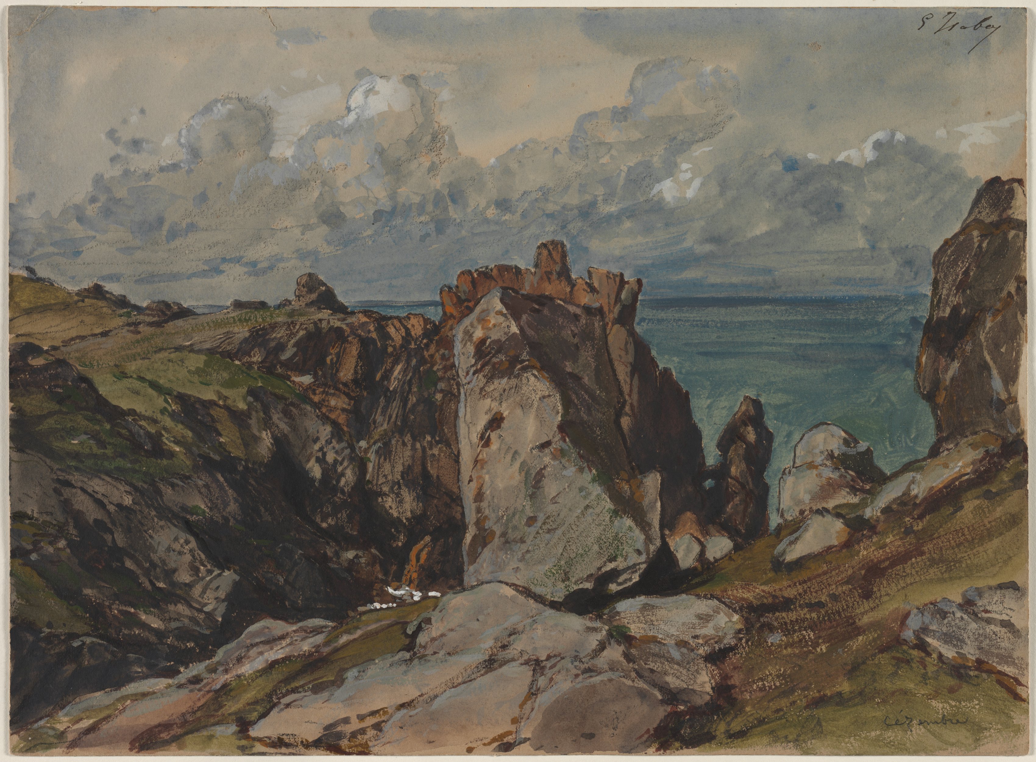 Eugène Isabey, Cliffs by the Sea at Cézembre, Brittany