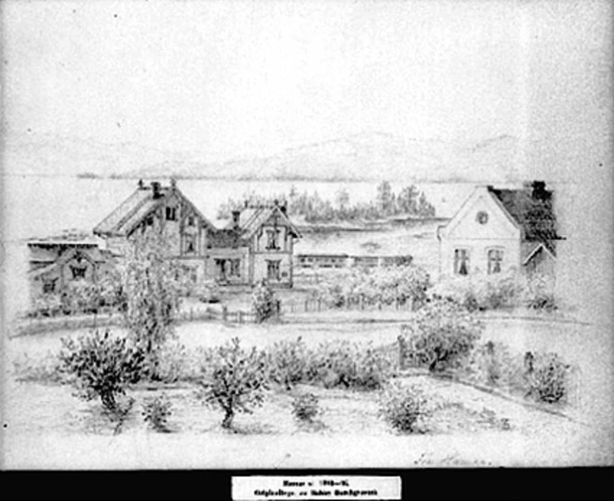 Anno Domkirkeodden, TEGNING, EKSTERIØR, ANDRE STASJONSBYGNING, HAMAR STASJON, 1880-1896, .