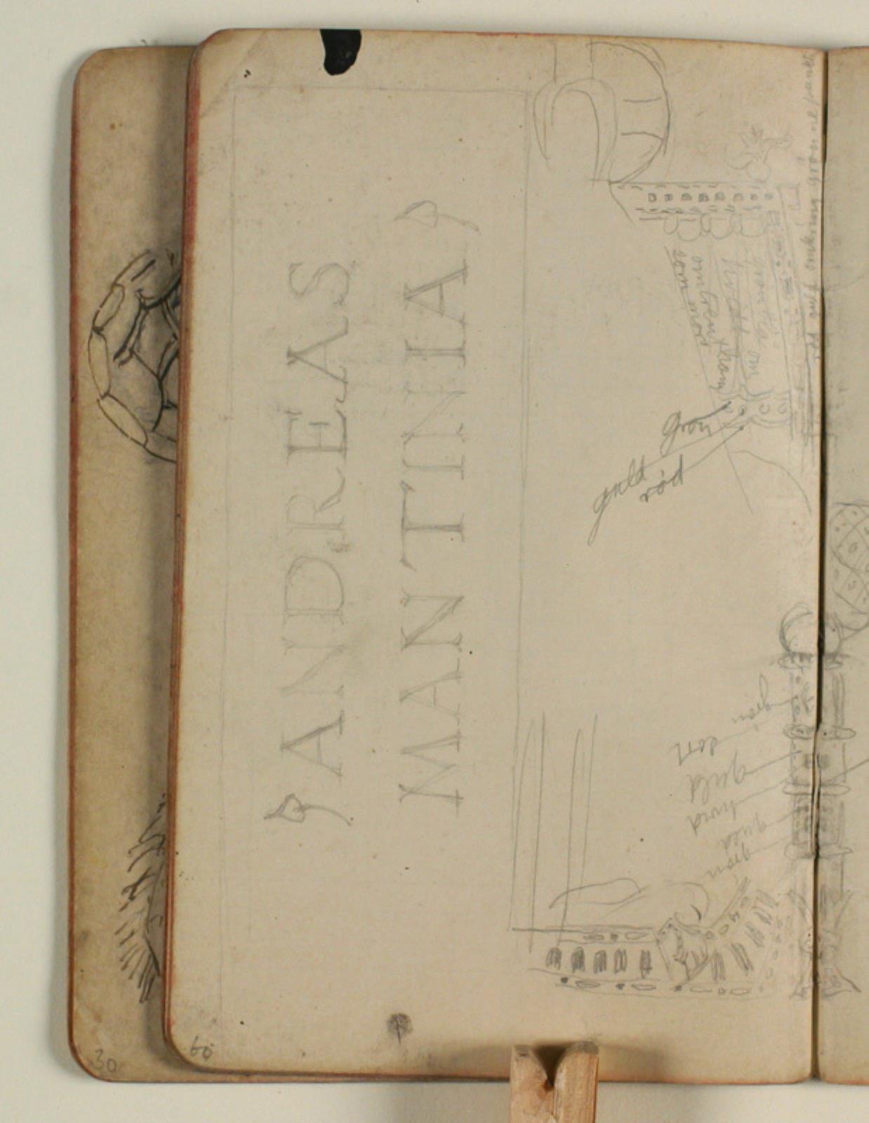Niels Larsen Stevns, Studie af indskriftstavle betegnet: "Andreas Mantinia", samt studier af ornamentik
