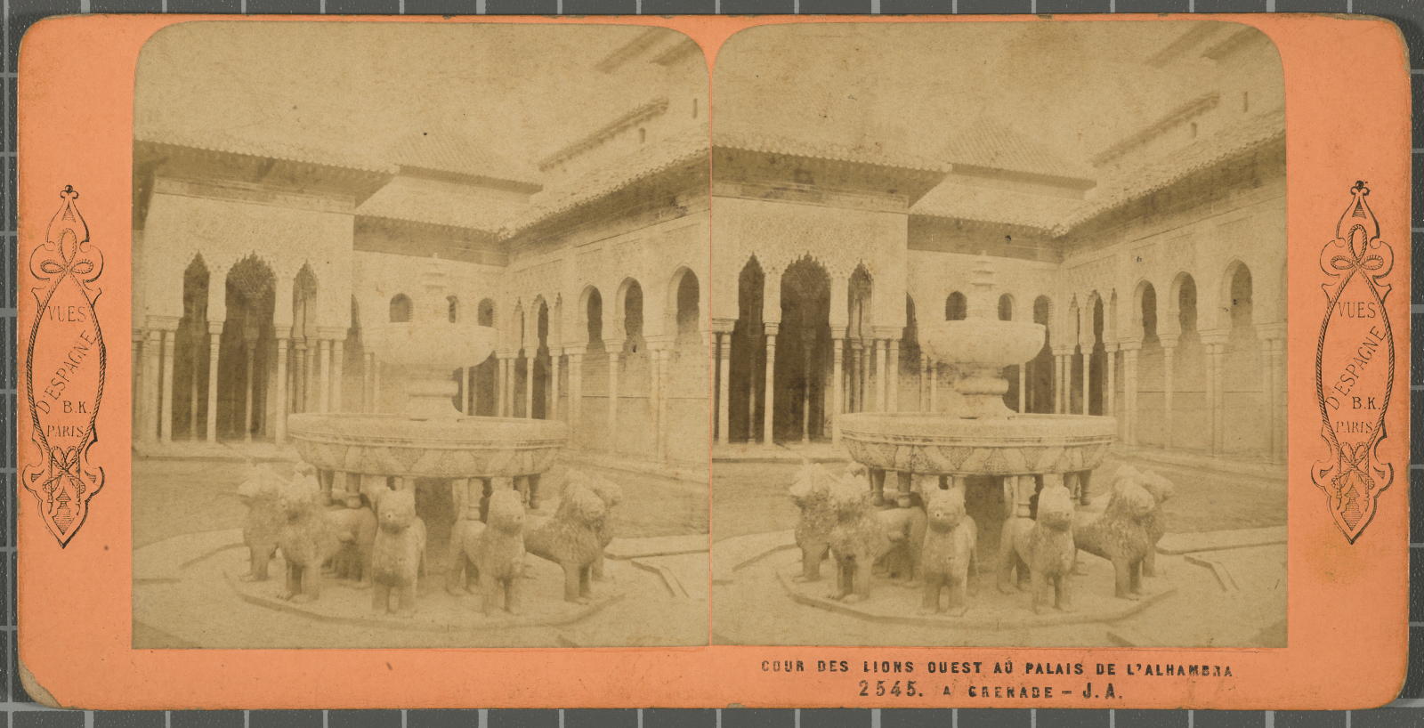 Desconegut, COUR DES LIONS OUEST AU PALAIS DE L’ ALHAMBRA B.K. Editeur