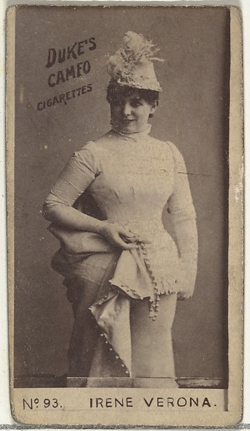 W. Duke, Sons & Co., Card Number 93, Irene Verona, from the Actors and Actresses series (N145-4) issued by Duke Sons & Co. to promote Cameo Cigarettes