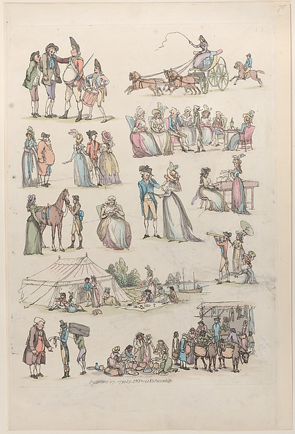 Thomas Rowlandson, Plate 7, Outlines of Figures, Landscapes and Cattle...for the Use of Learners