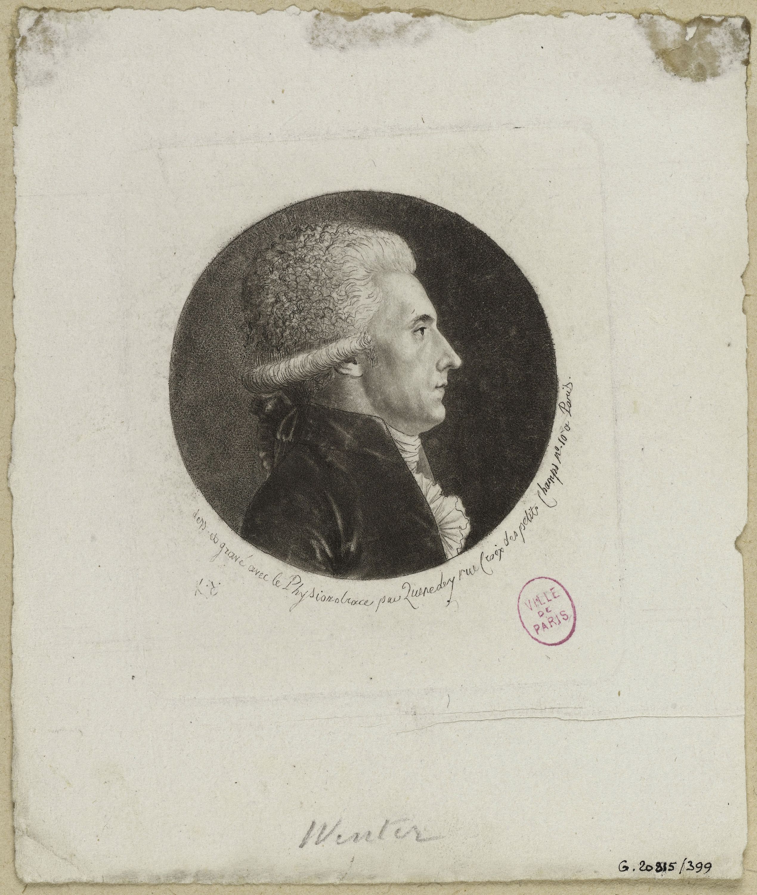 Edmé Quenedey, Portrait de Monsieur Winter