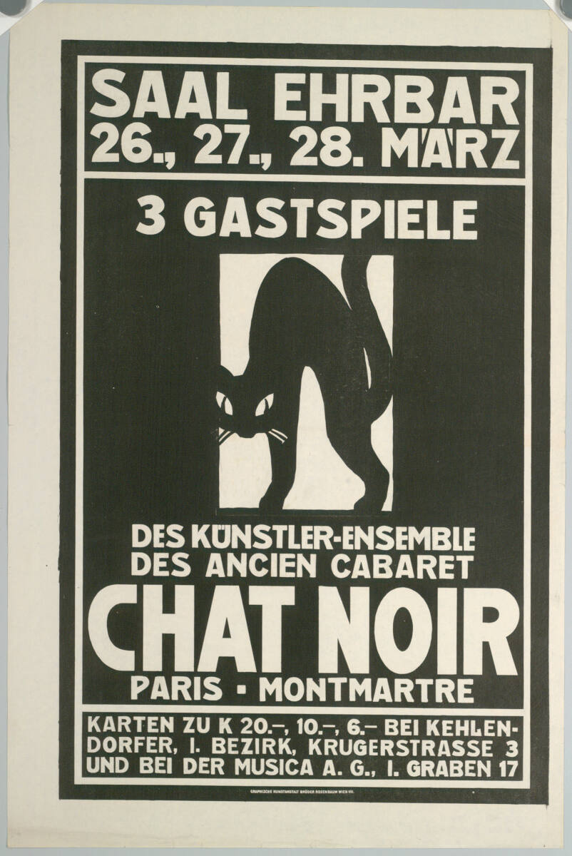 Anonym, SAAL EHRBAR; 3 GASTSPIELE DES KÜNSTLER-ENSEMBLE DES ANCIEN CABARET CHAT NOIR, PARIS, MONTMARTRE