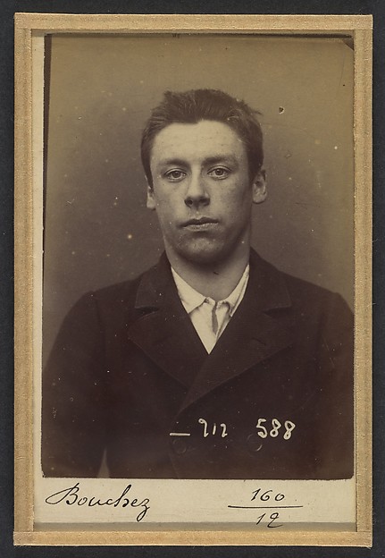 Alphonse Bertillon, Bouchez. Louis. 19 ans, né le 29/8/75 à Paris XXe. Sculpteur. Anarchiste. 6/1/94.