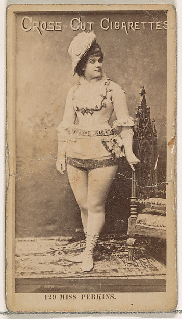 W. Duke, Sons & Co., Card Number 129, Miss Carrie Perkins, from the Actors and Actresses series (N145-2) issued by Duke Sons & Co. to promote Cross Cut Cigarettes