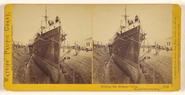 Carleton Watkins, Docking the Steamer China, Hunter's Point Dry Dock