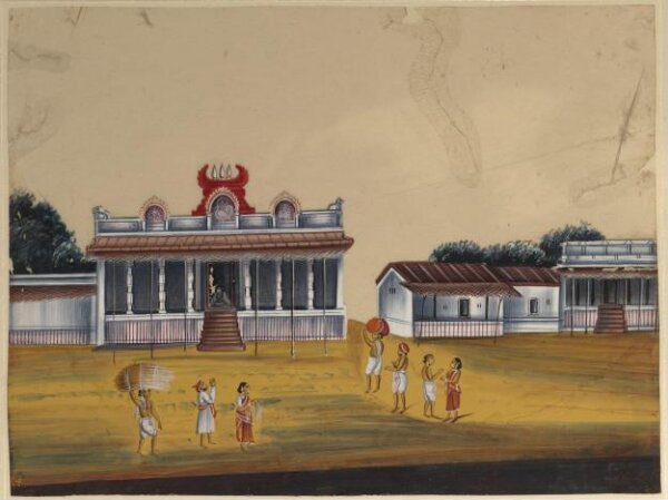 Unknown, One of eight paintings of unidentified Hindu temples in South India