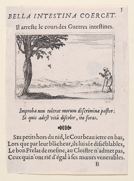 Jacques Callot, Le Corbeau et ses Petits (The Raven and its Young), plate 5 from "Lux Claustri ou La Lumière du Cloitre" (The Light of the Cloisters)
