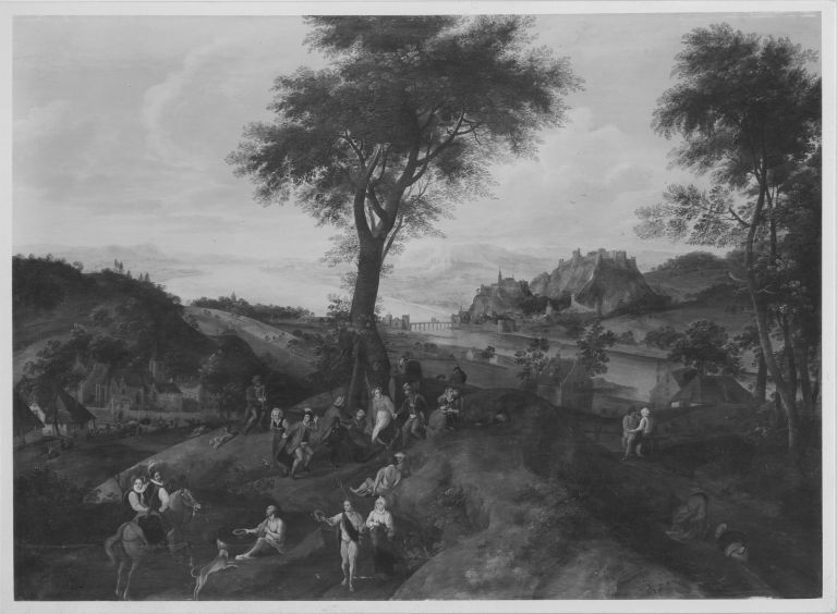 Lucas van Valckenborch, Landschap met dansende boeren