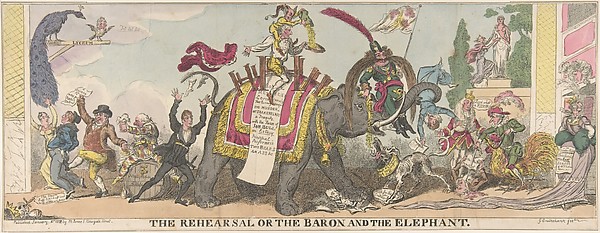 George Cruikshank, The Rehearsal or the Baron and the Elephant