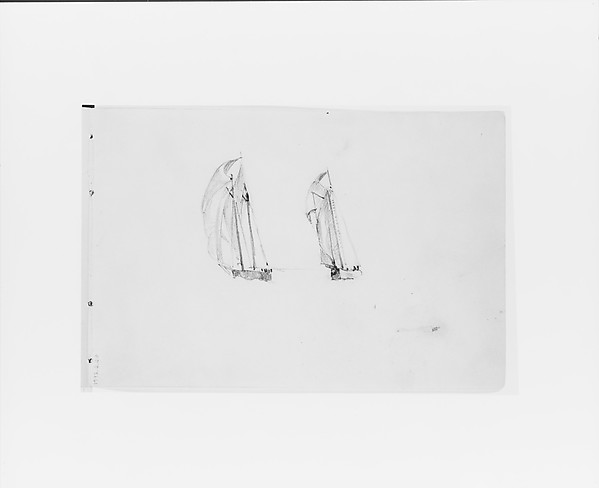 William Trost Richards, Study of Two Boats under Sail (from Sketchbook X)