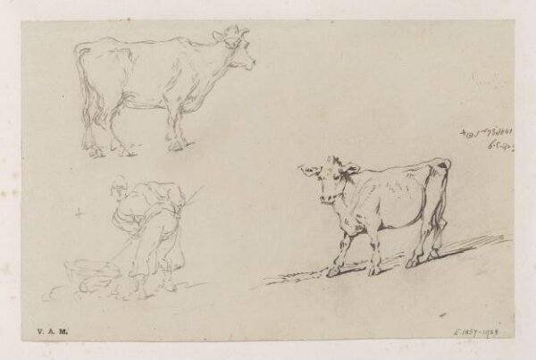 George Chinnery, A Chinese man with a pole and basket, and two cows