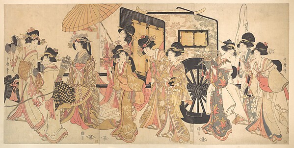 Kitagawa Utamaro, Courtesans Imitating a Court Procession