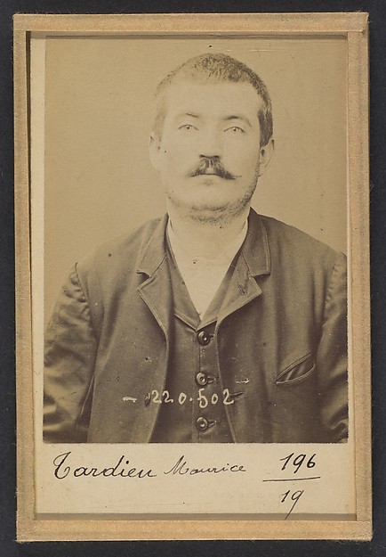 Alphonse Bertillon, Tardieu. Marius (ou Maurice). 26 ans, né le 15/7/68 à Piolène (Vaucluse). Ébéniste. Anarchiste. 2/7/94.