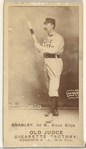 Goodwin & Company, George Washington "Grin" Bradley, 3rd Base, Sioux City Corn Huskers, from the Old Judge series (N172) for Old Judge Cigarettes