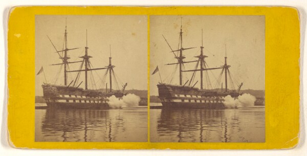 George Washington Wilson, H.M.S. "Cambridge" in Hamoaze - Great Gun Practice.