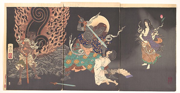 Tsukioka Yoshitoshi, Fudō Myōō Threatening a Novice