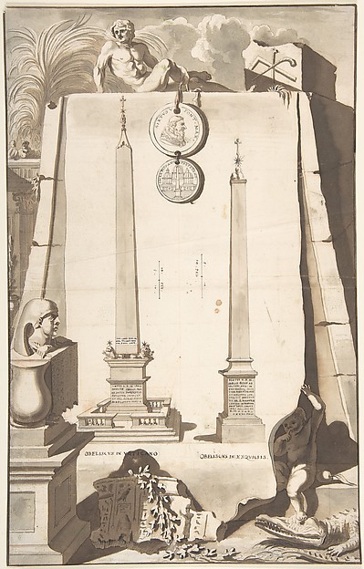 Jan Goeree, A View of Two Obelisks, One in the Vatican and the Other on the Esqualine Hill