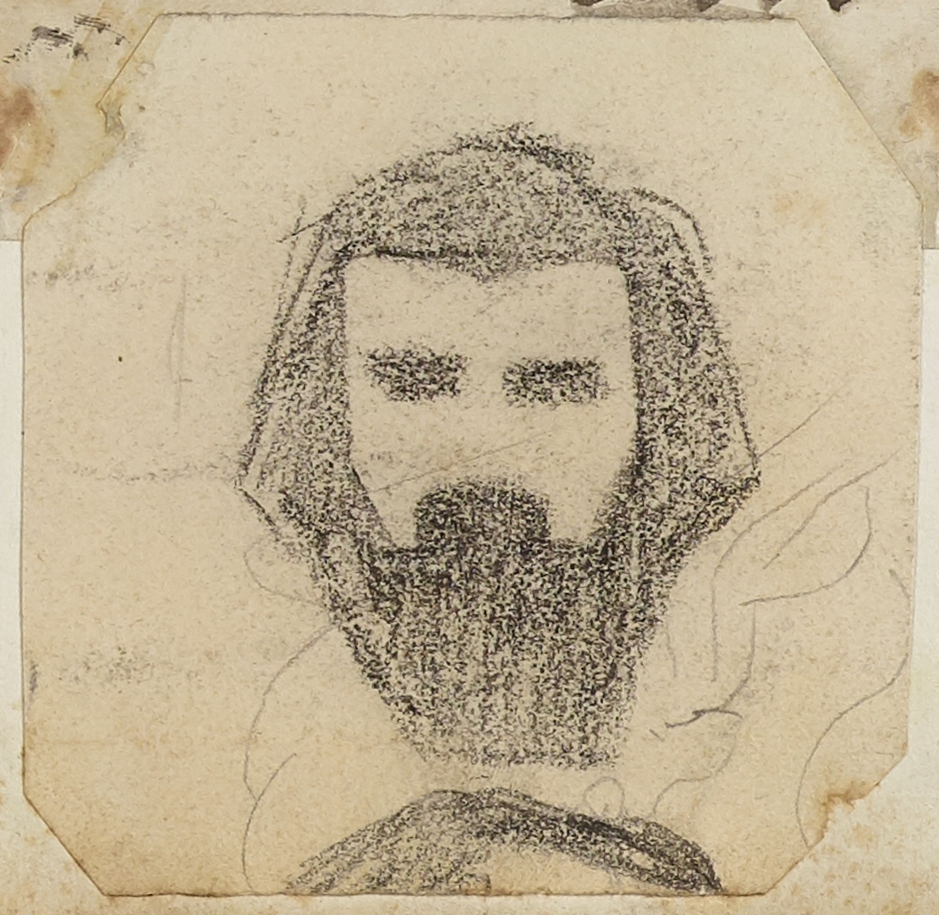 Anonyme, Portrait-charge d'un homme barbu