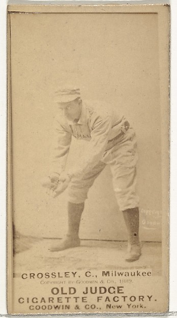 Goodwin & Company, William C. Crossley, Catcher, Milwaukee, from the Old Judge series (N172) for Old Judge Cigarettes