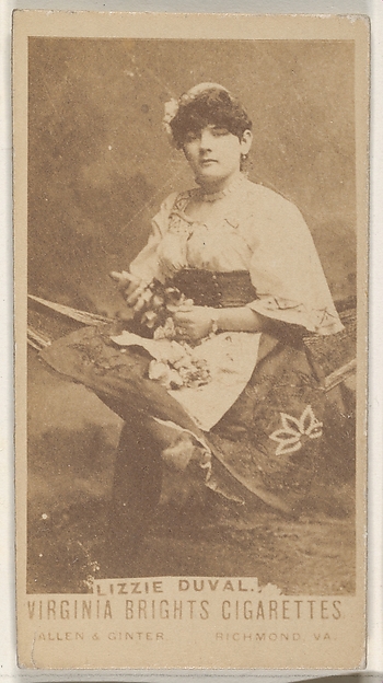 Allen & Ginter, Lizzie Duval, from the Actors and Actresses series (N45, Type 1) for Virginia Brights Cigarettes