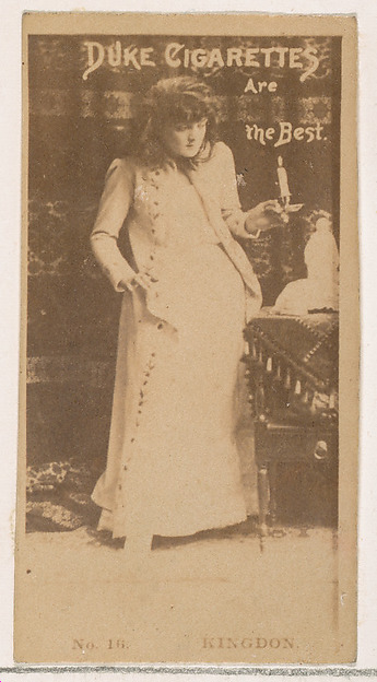 W. Duke, Sons & Co., Card Number 16, Edith Kingdon, from the Actors and Actresses series (N145-2) issued by Duke Sons & Co. to promote Cross Cut Cigarettes