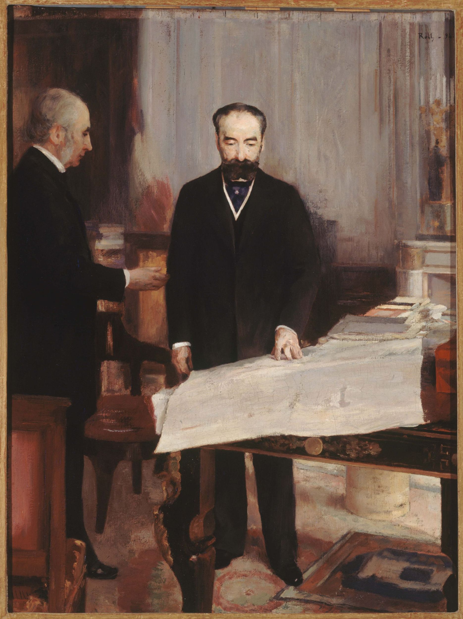 Alfred Philippe Roll, Le vice-recteur Octave Gréard présentant les plans de la nouvelle Sorbonne au président Sadi Carnot