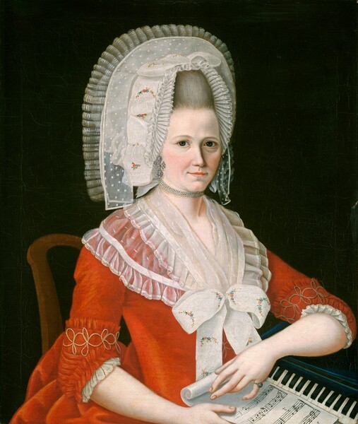 American 18th Century, Lady Wearing a Large White Cap