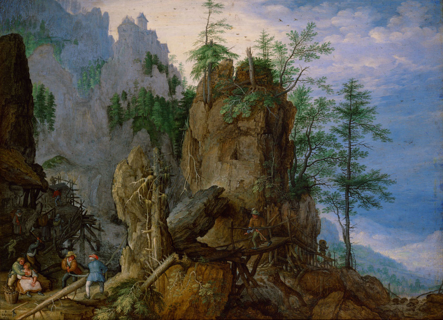 Roelant Savery, Bergachtig landschap met houthakkers
